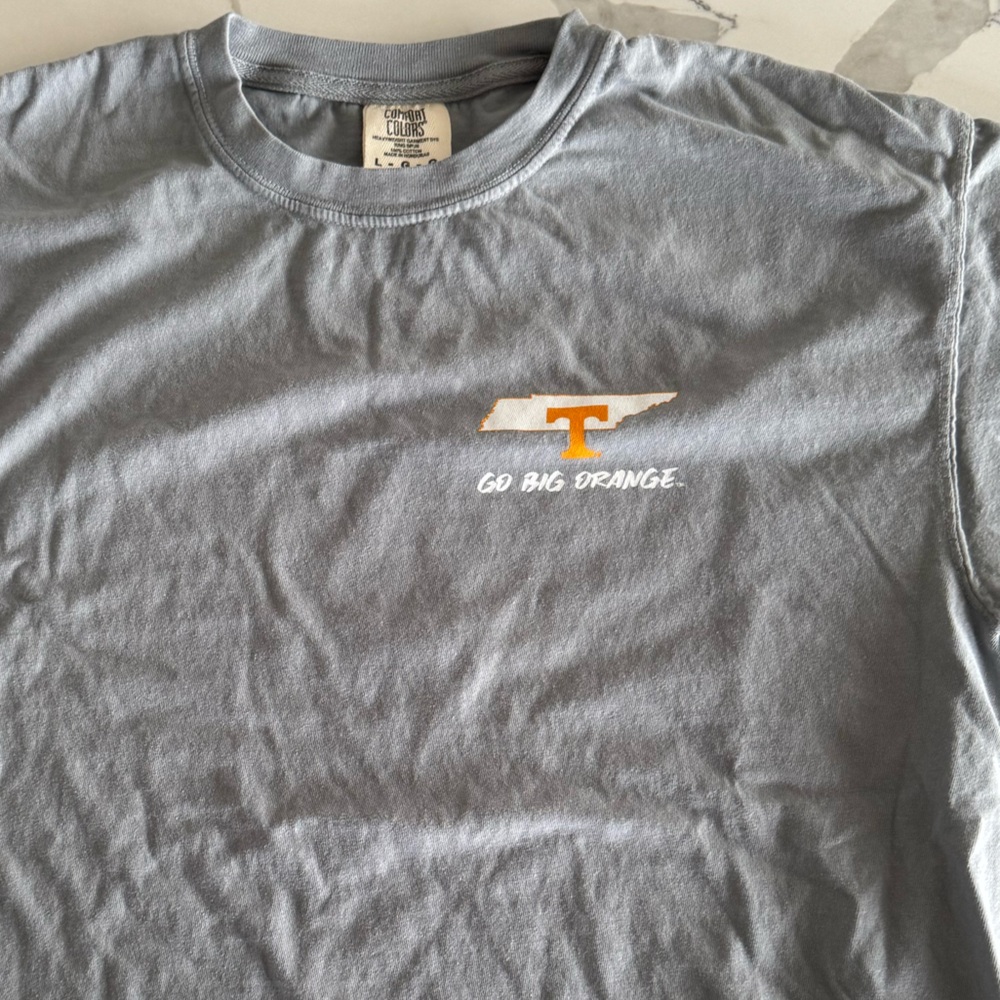 Comfort Colors Gray Short Sleeve Tee with Orange Chest 'T' Logo
